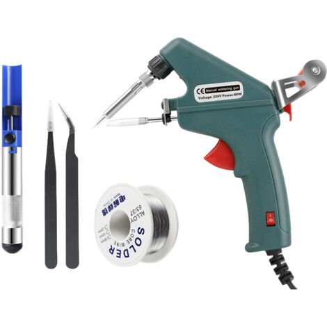Set pistola per saldatura manuale a stagno, pistola per saldatura a stagno + filo di stagno + aspirapolvere per stagno + 2 pinzette