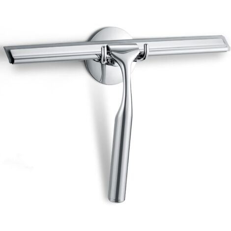 Tergivetro in silicone per doccia con manico in acciaio inox, per la pulizia di specchi da bagno, finestre, cucine e auto, professionale per uso domestico con montaggio a parete.