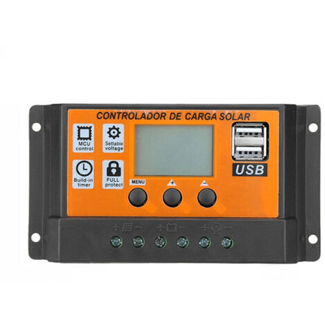 Regolatore solare 100A 12V/24V, regolatore di carica LCD USB doppio per pannello solare