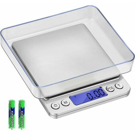 Bilancia fine, bilancia digitale da 500 g/0,01 g, bilancia da cucina, bilancia elettronica digitale ad alta precisione, bilancia postale da cucina, bilancia di precisione, bilancia domestica con displ (1/5)