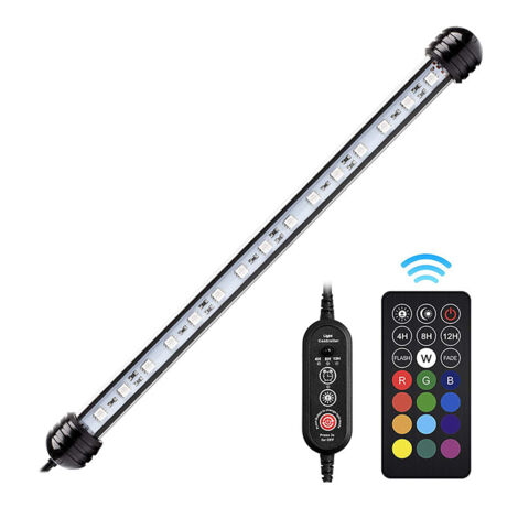 Luce subacquea a LED per acquario, luce per acquario con telecomando, colore a spettro completo fai da te opzionale e dimmerazione intelligente RGB - 48 cm