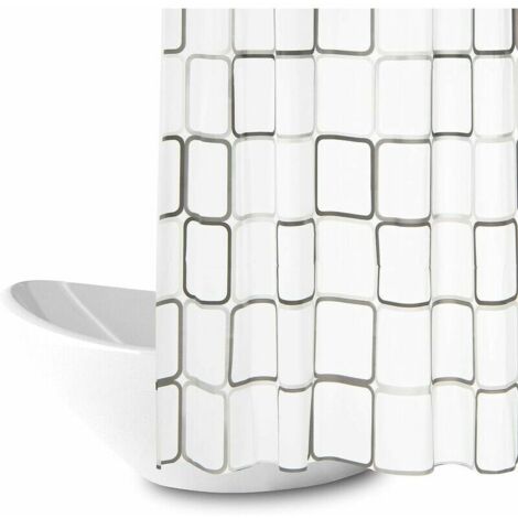 Tenda da doccia, antimuffa impermeabile 180x200cm tessuto antibatterico tenda da bagno in poliestere lavabile con 12 anelli per tenda da doccia, bianco (1/5)