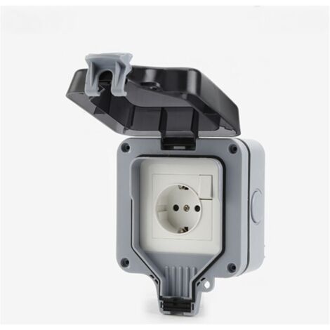 Presa impermeabile IP66 con interruttore e scatola di giunzione impermeabile, presa elettrica a muro antipolvere esterna per cucina, bagno, garage, piscina e giardino