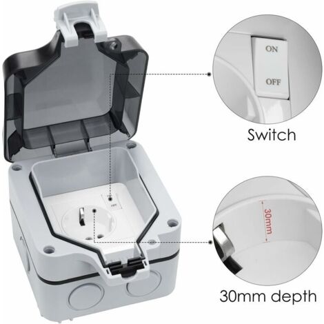 Presa Elettrica Esterna IP66 Con USB – 2 Porte Di Ricarica, Coperchio Apribile Per Giardino E Garage - 4