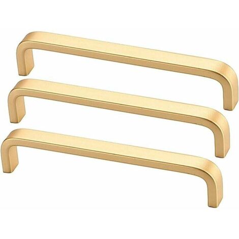 Maniglie per mobili in oro, maniglie per mobili da cucina, maniglie per mobili da camera, maniglie per cassetti e armadi, maniglie per mobili (3 pezzi, distanza fori 128 mm)