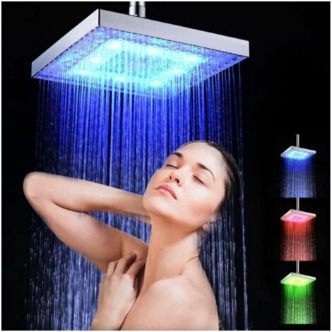 Soffione doccia a pioggia quadrato, sensore di temperatura di colore RGB LED caldo Soffione doccia automatico Comodo e pratico