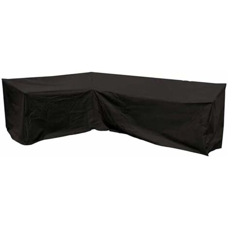 Copridivano angolare per mobili da giardino a forma di L, impermeabile, per mobili da esterno, per soggiorno, protezione UV, vento, pioggia, antipolvere (215x215x87 cm, nero, 1 pz.)