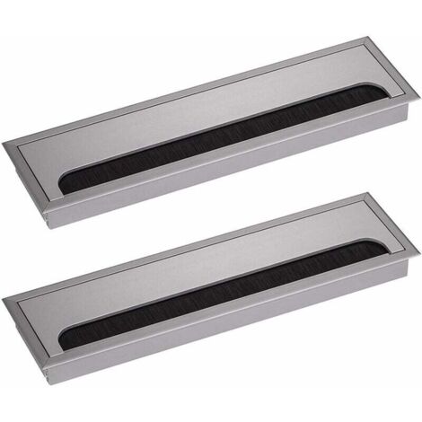 Passacavo per scrivania rettangolare 80x 275mm Pressacavo per tavolo da ufficio Mobili per la casa CAVO Alluminio anodizzato argento Quadrato 2 pezzi