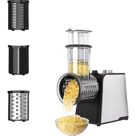 Tagliaverdure elettrico, grattugia per formaggio di grosso calibro, grattugia elettrica per verdure da 250 W, grattugia multifunzionale, grattugia elettrica per carote, con 3 lame, con controllo a un