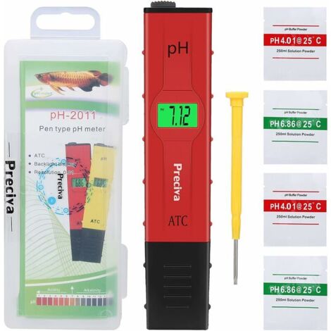 Misuratore di pH Tester 0.01 Risoluzione Misuratore di pH automatico digitale Penna idroponica con ampio display LCD retroilluminato per cucina, acquario, piscina, laboratorio con polvere di calibrazi