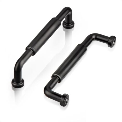 Confezione da 6 maniglie per mobili con distanza centrale di 96 mm, tubi circolari classici, maniglia per mobili da cucina nera, maniglia per porta di armadietto in lega di zinco per camera da letto, (1/5)