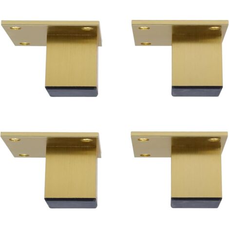 Confezione da 4 gambe per mobili in metallo da 6 cm, gambe quadrate per mobili, gambe per mensole moderne, set di piedini di ricambio per mobili, tavolo, divano, letto (Oro spazzolato)