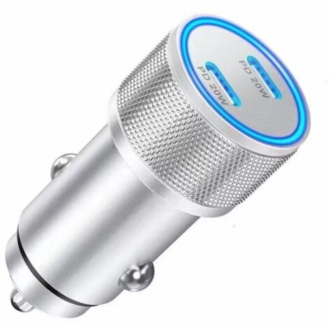 Caricabatteria da auto con 2 USB-C (PD), presa accendisigari USB da 40 W per ricarica rapida, alimentatore 12 V/24 V, compatibile con telefoni cellulari, tablet e altri dispositivi integrati (1/5)