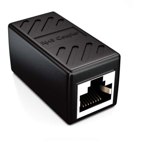 1x CAT6 Accoppiatore Cavo Connettore Cavi di Rete Cavo Patch Cavo Ethernet Adattatore Modulare Schermato 2x Presa Femmina RJ45 DSL LAN Nero