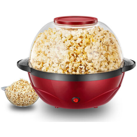 Macchina per popcorn, 3,6 l, per la casa, macchina elettrica per popcorn con zucchero e olio, rivestimento antiaderente, silenziosa e veloce, grande coperchio come ciotola da portata.