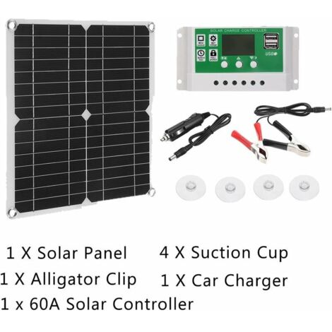 Kit pannello solare 12V 12W con regolatore di carica solare, pannello solare per auto, yacht, camper, barca, cellulare, batteria del telefono, caricabatteria, nero