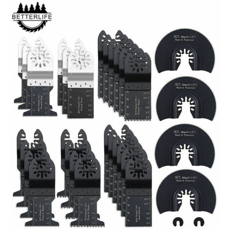 Kit di accessori per lame per seghe multiuso, 32 pezzi di accessori per utensili multiuso oscillanti Lama per seghe universale per Fein Multimaster, Dremel, Bosch, Makita, Dewalt e altro (1/5)