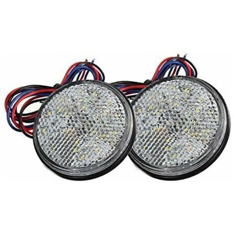Luci per rimorchi a LED, fanale posteriore per rimorchio da 12 V, 2 pezzi, luce di stop per rimorchio per auto, riflettore rotondo, luce di ingombro a LED per auto, moto, camion (bianco)