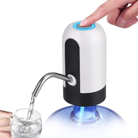 Distributore d'acqua, pompa d'acqua automatica, distributore d'acqua portatile ricaricabile tramite USB, bottiglia per campeggio, casa e ufficio, bianco (1/5)