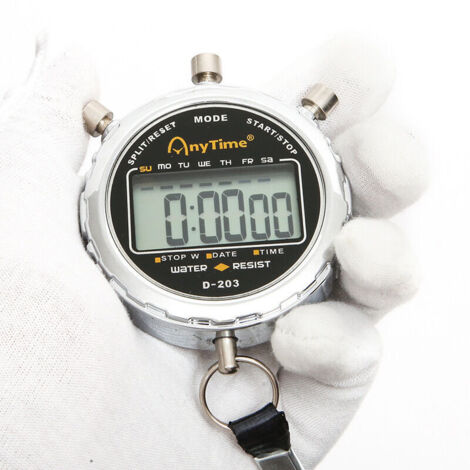 Cronometro digitale, timer impermeabile di precisione 1/100 di secondo, sveglia tascabile con grande schermo LCD Guazhuni (1/5)