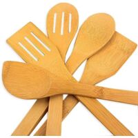 5 utensili da cucina in legno per padelle antiaderenti, set di accessori completi, cucchiaio, spatola, girarrosto, non tossico, deformazione, durata, ergonomico
