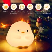 Nikou Lampada A LED A Forma Di Pulcino In Silicone: Ricaricabile USB, Luce Calda E Fredda Regolabile, Batteria 1200mAh.