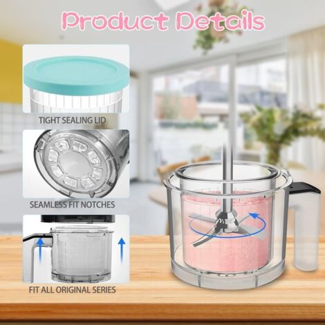 BBWELL 4 Pezzi Contenitori per Gelato per Ninja Creami Deluxe serie NC501/ NC500,Contenitori per Gelato Fatto in Casa con Coperchi,Vaschetta Contenitore Gelatos,lavabili in lavastoviglie