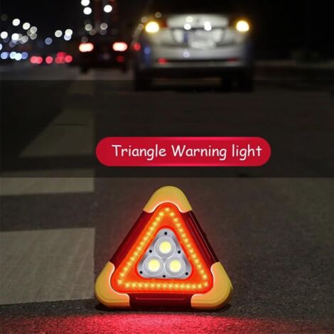 Triángulo De Emergencia LED Solar | 4 Modos De Luz | Portátil Y Recargable | Para Carretera, Camping Y Construcción
