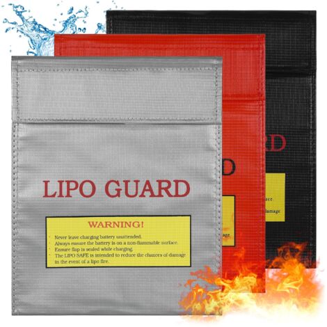 3 Bolsas Ignífugas Y Impermeables Para Baterías LiPo/Litio - 22.5x18.5 Cm, Protección Para Documentos Y Objetos De Valor