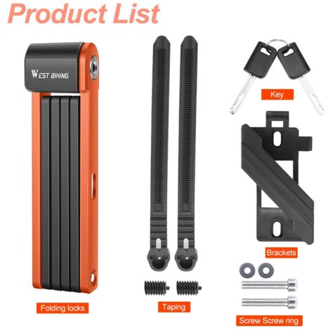 Candado Plegable Para Bicicleta COICER - 85 Cm De Acero Endurecido, Con 3 Llaves | Incluye Soporte De Montaje
