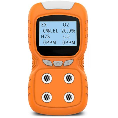 Detector de gas, 4 monitores de gas, medidor, probador, analizador, detector de gas portátil, monitor de CO, detector digital de gas tóxico, pantalla LCD recargable, luz, sonido, vibración, alarma, pr