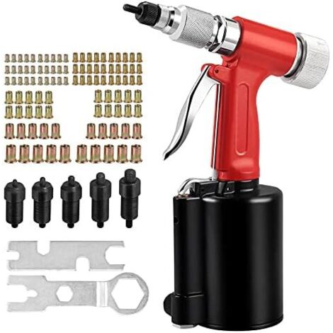 Pistola remachadora neumática para tuercas, kit de ajuste de tuercas remachadoras neumáticas de alta resistencia, acero inoxidable, 100 piezas, para paneles de carrocería, accesorios de bicicleta, M4,