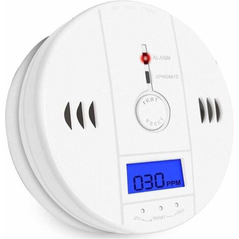 Detector de monóxido de carbono con pantalla digital y alarma audible para el hogar, funciona con pilas (pilas AA no incluidas) (1/5)