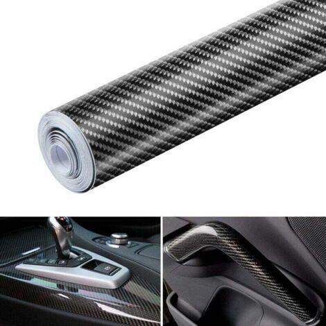 Adhesivo de película de vinilo de fibra de carbono 6D, autoadhesivo, impermeable, sin burbujas, 300 x 30 cm, adecuado para la apariencia y el interior de motocicletas, computadoras y automóviles. (Neg