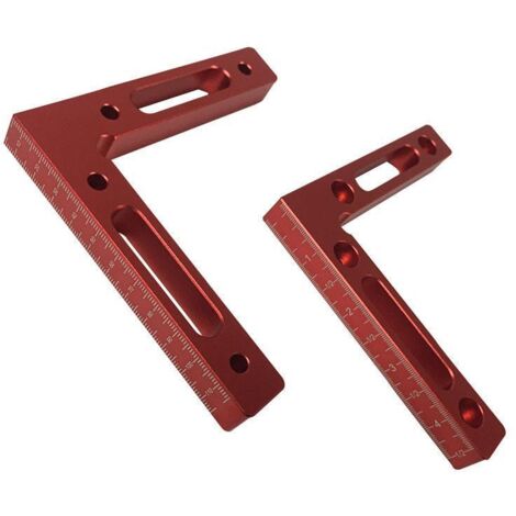 Paquete de 2 escuadras de posicionamiento de 90 grados, plantilla de ángulo recto de aluminio de 4,7 x 4,7 pulgadas para carpintero, herramientas de carpintería para cajas, marcos, estantes y gabinete (1/4)
