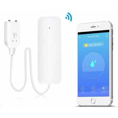Detector de fugas de agua con WiFi, compatible con la aplicación Smart Life, alarma de desbordamiento y monitoreo remoto para sótanos, casas, cocinas y baños. (1/5)