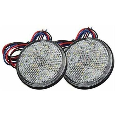 Luces LED para remolque, 2 unidades de luces traseras de 12 V, luz de freno, reflector redondo, luz de gálibo LED para coche, motocicleta, camión (blanco)
