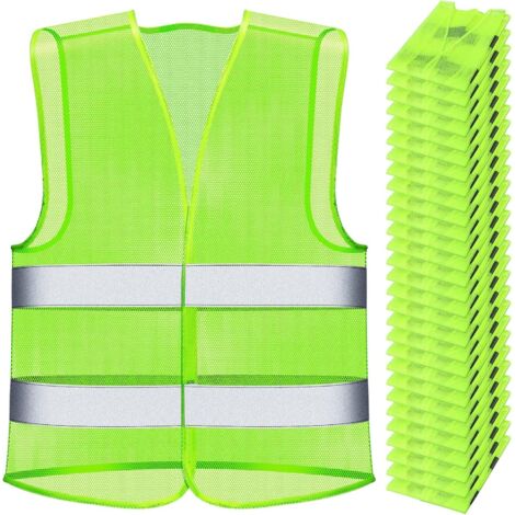 Chaleco de alta visibilidad (30 unidades), reflectante, de malla, ajustable, para hombre y mujer, ideal para exteriores. (1/5)