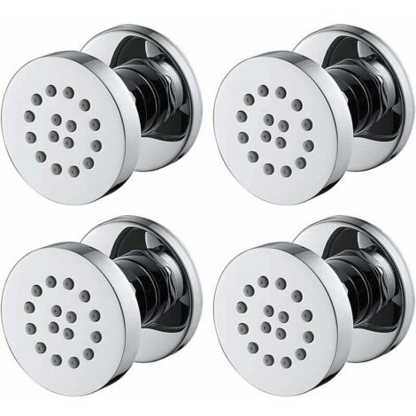 Chorros laterales cromados ajustables de latón, boquilla redonda de pared para ducha, chorros de masaje para accesorios de baño, 50 x 50 mm, paquete de 4 Adélala (1/5)