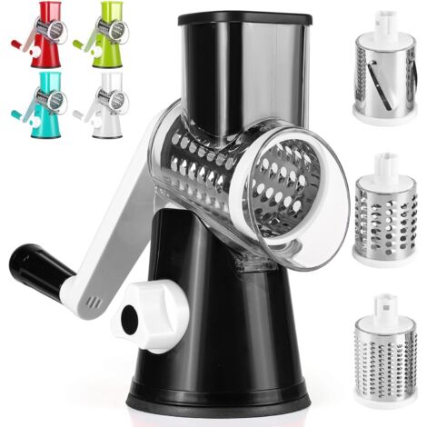 Cortador manual de cocina, cortador de verduras multifuncional con 3 cuchillas de tambor desmontables, cortador de verduras para patatas, potente succión, zanahoria, queso, frutos secos, etc. (1/5)