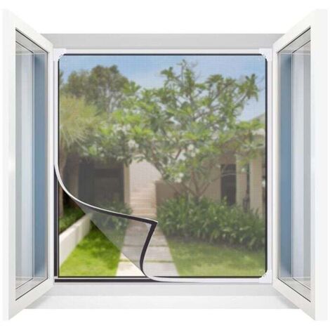 Mosquitera para ventana con innovadora fijación magnética Mosquitera de hasta 150 x 130 cm recortable a medida, sin necesidad de taladrar ni atornillar Fijación con 16 imanes [negro] (1/5)
