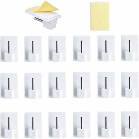 20 ganchos adhesivos para cortinas, sin perforaciones, para cocina, dormitorio, baño, balcón, Carivent (1/5)