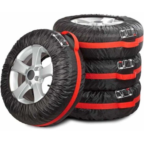 4 fundas para neumáticos de coche: bolsa de almacenamiento y protección para rueda de repuesto de 66 cm de diámetro, con correa y asa ajustables. (1/5)