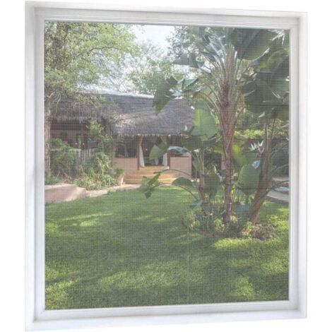 Mosquitera para ventana recortable de 130 cm a 150 cm (2 unidades), tela antiinsectos con tira adhesiva, malla fina, sin necesidad de taladrar, transparente y blanca. (1/5)