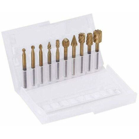 10 piezas de limas rotativas de titanio Dremel para fresado de madera, cortador rotativo, cuchillo tallado para tallar madera, herramientas de corte