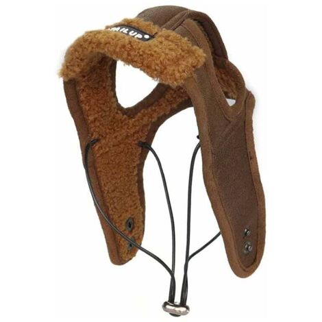 Gorro clásico de lana para mascotas, gorro de cuero para mascotas (talla L, café)