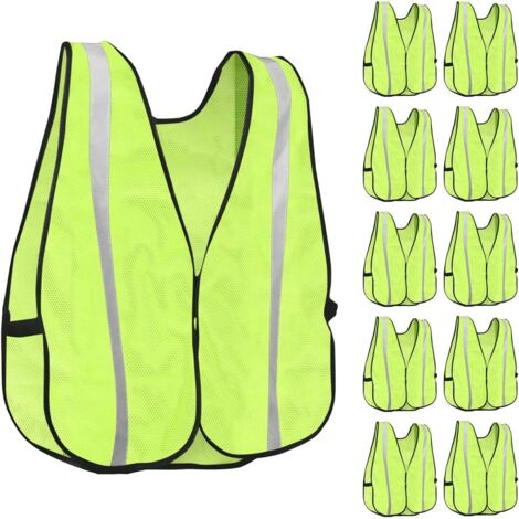 Paquete de 10 chalecos reflectantes de alta visibilidad con franja plateada para hombre y mujer. (1/5)