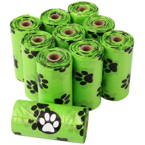 Bolsas para excrementos de perro, 10 rollos, con dispensador, a prueba de fugas y sin olor. (1/5)