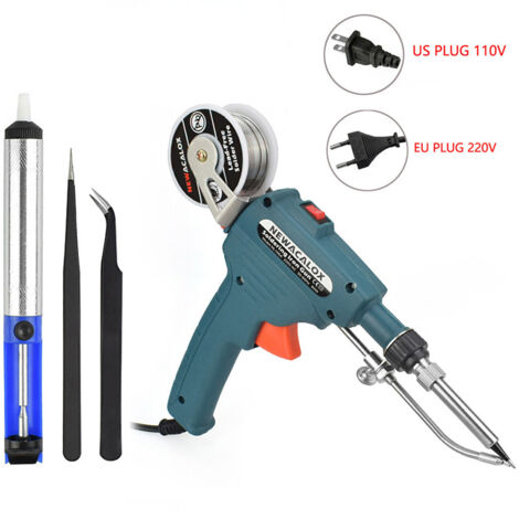 Kit de soldador eléctrico, pistola de soldar de 60 W, herramienta de soldadura de una mano, alambre de soldadura y bomba desoldadora para electrónica y reparación, soldador de estaño para joyería.