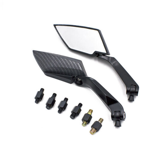 Espejo retrovisor universal de aluminio para motocicleta (negro), 2 piezas (1 par) (1/4)